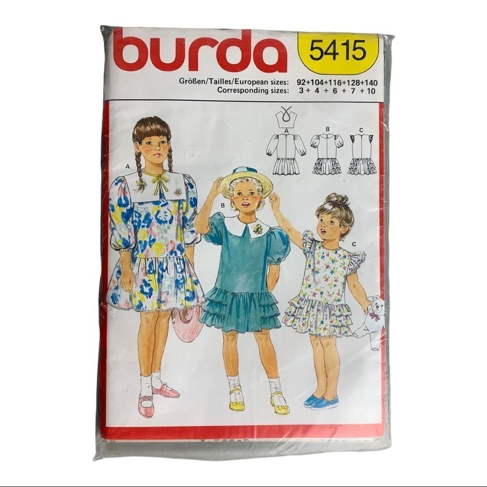 Burda sewing patterns #5415 Children’s Easter Dress  Size 3-4-6-7-10 SEALED